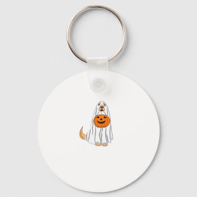 Adorable Spooky Golden Retriever Ghost Classic T-S Keychain (Front)