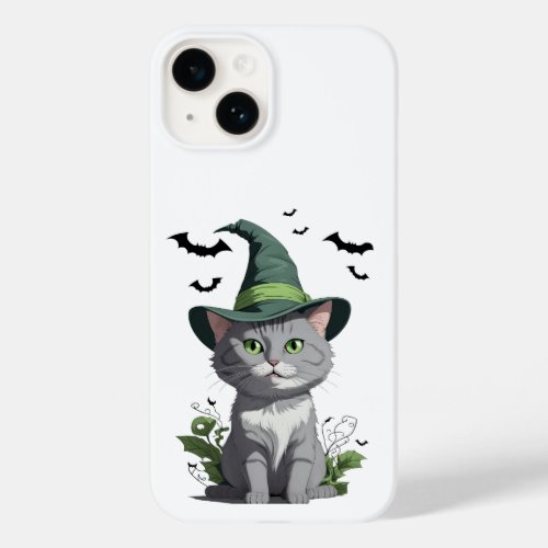 Adorable Spooky Halloween Gray Cat Case_Mate iPhone 14 Case