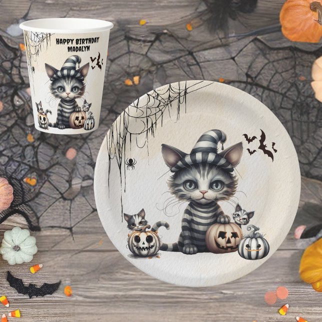Adorable Spooky Halloween Kitten  Paper Plates (Creator Uploaded)