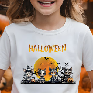Adorable Spooky Moon Halloween Ghost Kittens  T-Shirt