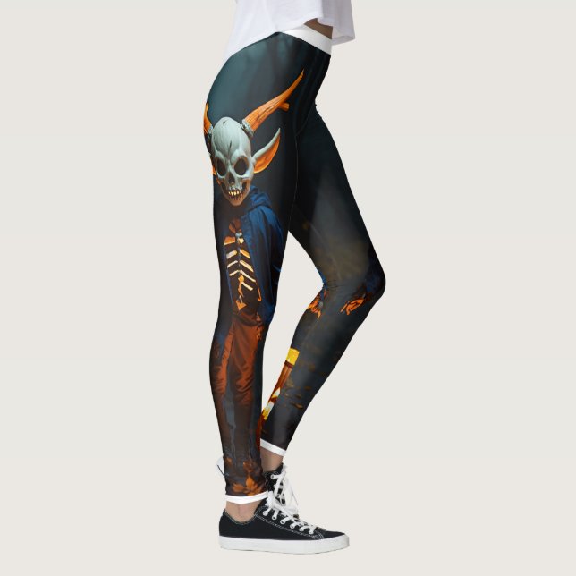 Adorable Spooky Wendigo Trick-or-Treat Leggings (Right)