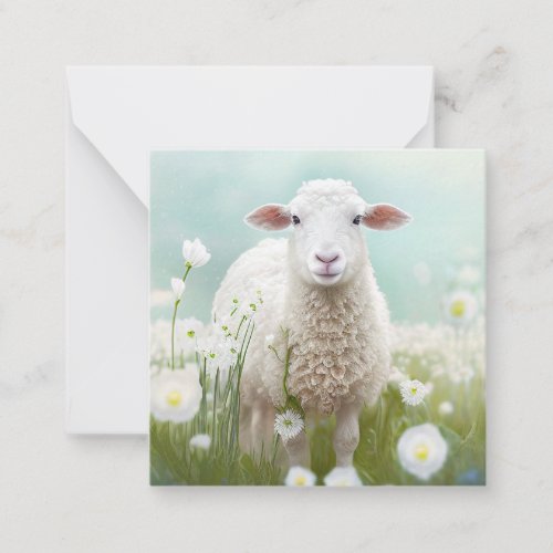 Adorable Spring Sheep Blank on back Note Card