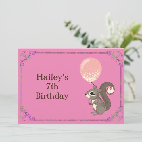 Adorable Squirrel Birthday Customizable Party Invitation