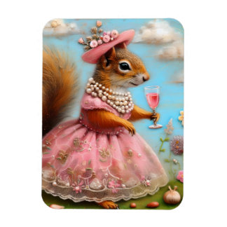 Adorable Squirrel in a Pink Dress Magnet
