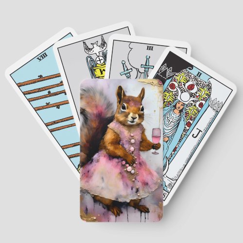 Adorable Squirrel in a Pink Dress with a Drink Tarot Cards