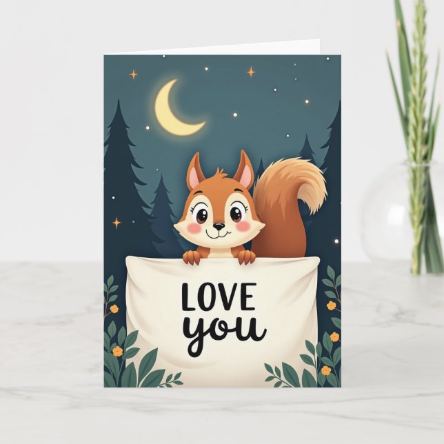 Adorable Squirrel Love You Card (Front)