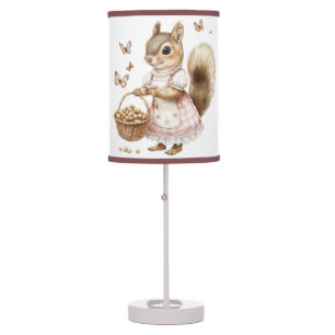 Adorable Squirrel Mice Tulips Butterflies Cute Table Lamp