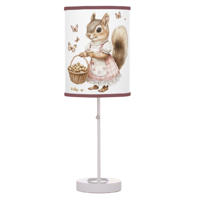 Adorable Squirrel Mice Tulips  Butterflies Cute Table Lamp (Front)