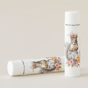 Adorable Squirrel with Spring Flowers  Lip Balm
