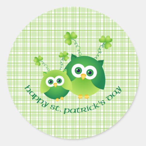 Adorable St Patricks Day Owl Tees Gifts Classic Round Sticker