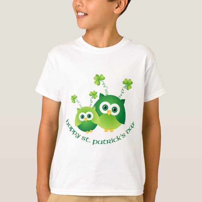 Adorable St. Patrick's Day Owl Tees, Gifts T-Shirt (Front)