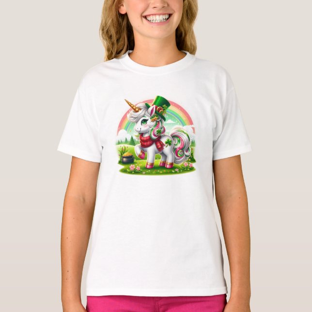 Adorable St. Patricks Day Unicorn T-Shirt (Front)