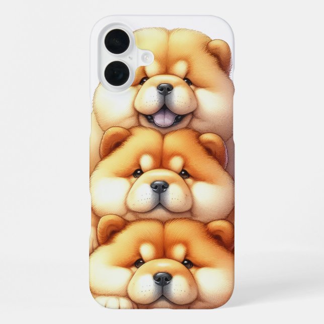 ADORABLE STACK OF CHOW CHOW PUPPY DOGS IPHONE CASE (Back)