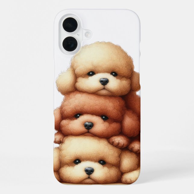 ADORABLE STACK OF POODLE PUPPY DOGS IPHONE CASE (Back)