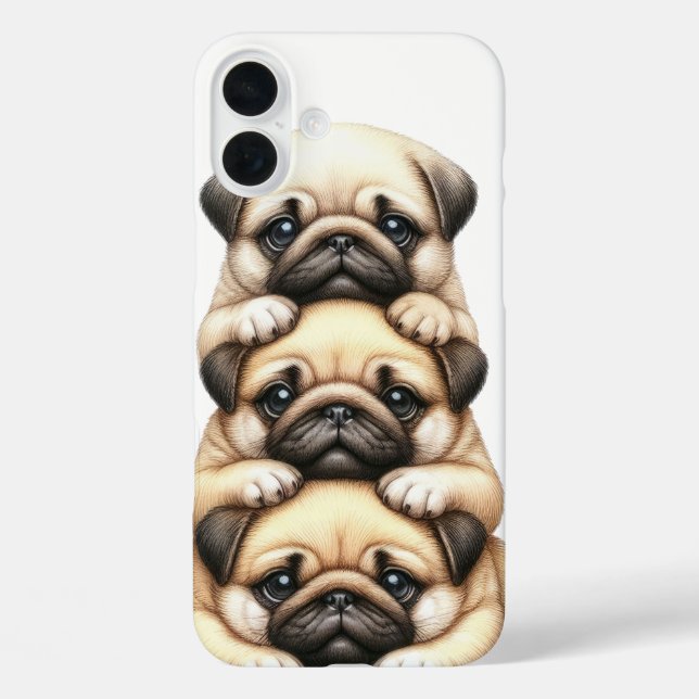 ADORABLE STACK OF PUG PUPPY DOGS Case-Mate iPhone CASE (Back)