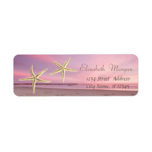 Adorable Starfish Beach Sunset Label