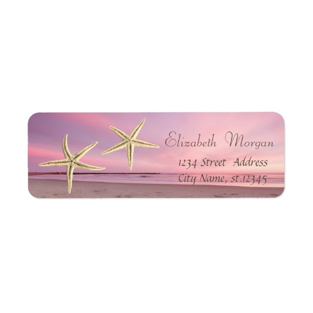 Adorable Starfish Beach Sunset Label (Front)