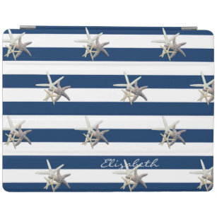 Adorable Starfish ,Navy Blue Stripes-Personalized iPad Smart Cover