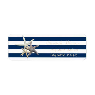 Adorable Starfish, Stripes Return Address Label