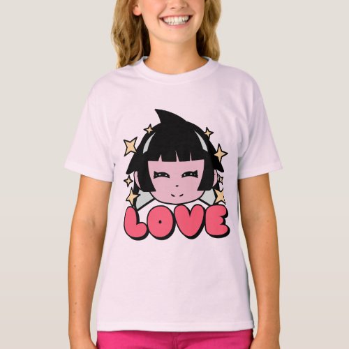 Adorable Starry_Eyed Girl in Pink _ LOVE Tee