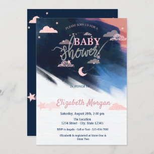 Adorable Stars & Clouds Baby Shower Invitation