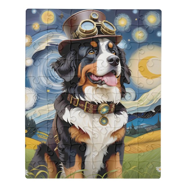 Adorable Steampunk Bernese Mountain Dog Jigsaw Puzzle (Puzzle Vertical)