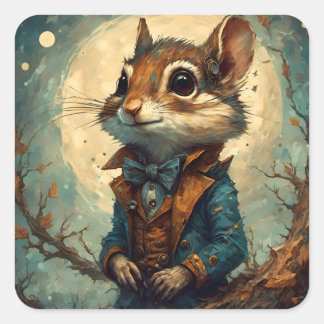 Adorable Steampunk Chipmunk Square Sticker