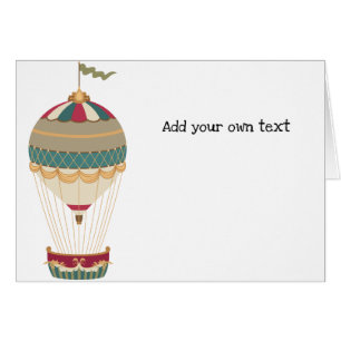 Adorable Steampunk Hot Air Balloon w/Flag Cards