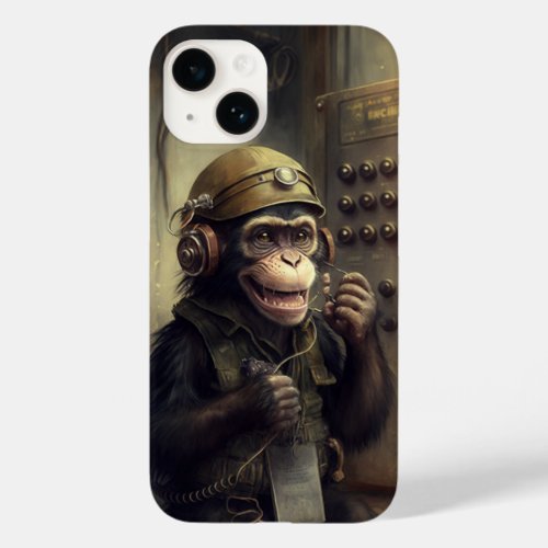 Adorable Steampunk Monkey Telephone Operator Case_Mate iPhone 14 Case