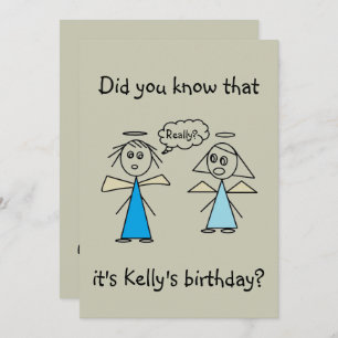 Adorable Stick Figure Angels Girl's Birthday Party Invitation