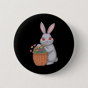 Adorable Stoned Easter Bunny With Bysket Of Flower Button