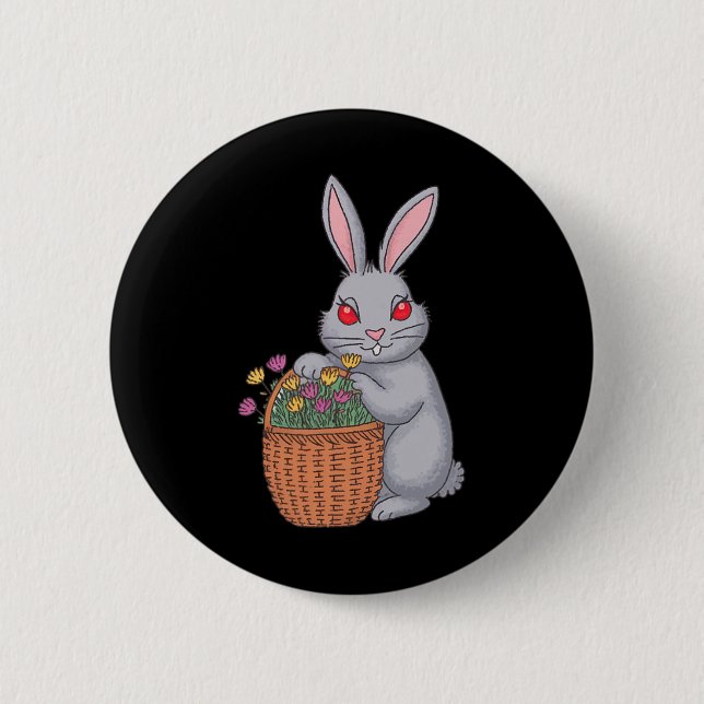 Adorable Stoned Easter Bunny With Bysket Of Flower Button (Front)