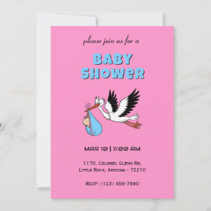 Adorable Stork Delivering a Baby Baby Shower Card