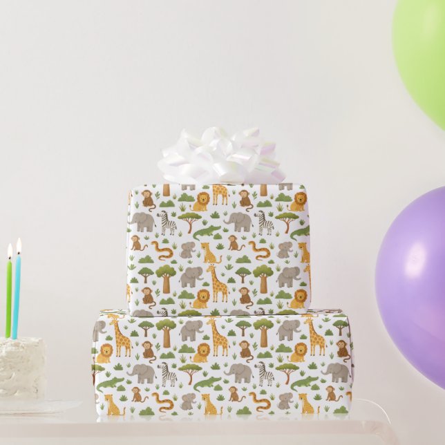 Adorable Storybook Safari Animals Gift Wrap (Party Gifts)