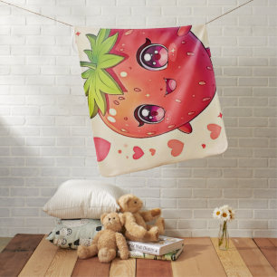 Adorable Strawberry Love Design Baby Blanket