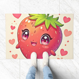 Adorable Strawberry Love Design Doormat