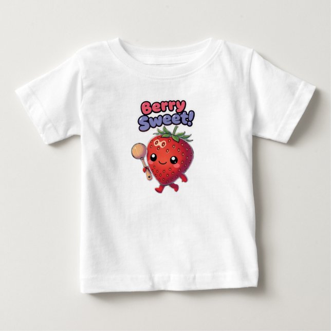 Adorable Strawberry with Maraca and 'Berry Sweet Baby T-Shirt (Front)