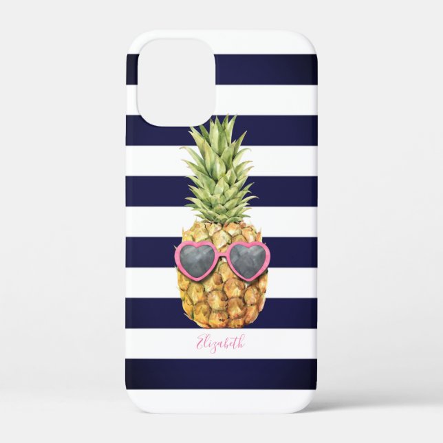 Adorable Striped Cool Pineapple Case-Mate iPhone Case (Back)