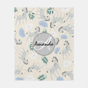 Adorable stylish monogrammed pink pastel nursery fleece blanket