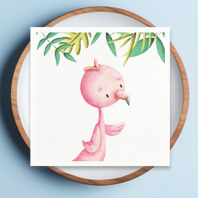 Adorable Summer Pink Flamingo Tropical Party Napkins (Creator Uploaded)