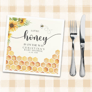 Adorable Sunflower and Bee Baby Shower Napkins