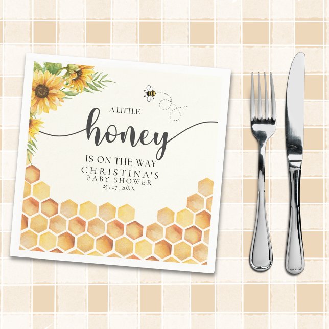 Adorable Sunflower and Bee Baby Shower Napkins (Creator Uploaded)