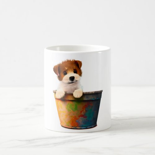 Adorable Sunflower Mug with a Charming Puppy