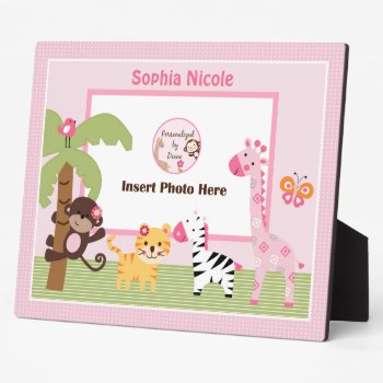 Adorable Sunny Safari Girl Animals Photo Plaque by Personalizedbydiane at Zazzle