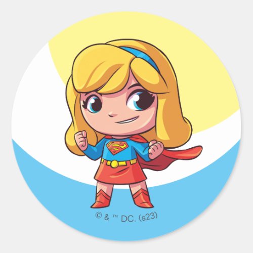 Adorable Supergirl Stance Classic Round Sticker