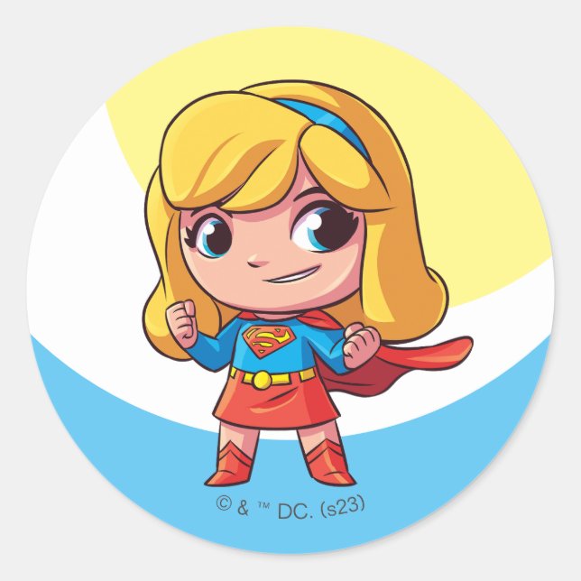 Adorable Supergirl Stance Classic Round Sticker (Front)