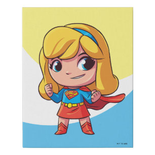 Adorable Supergirl Stance Faux Canvas Print