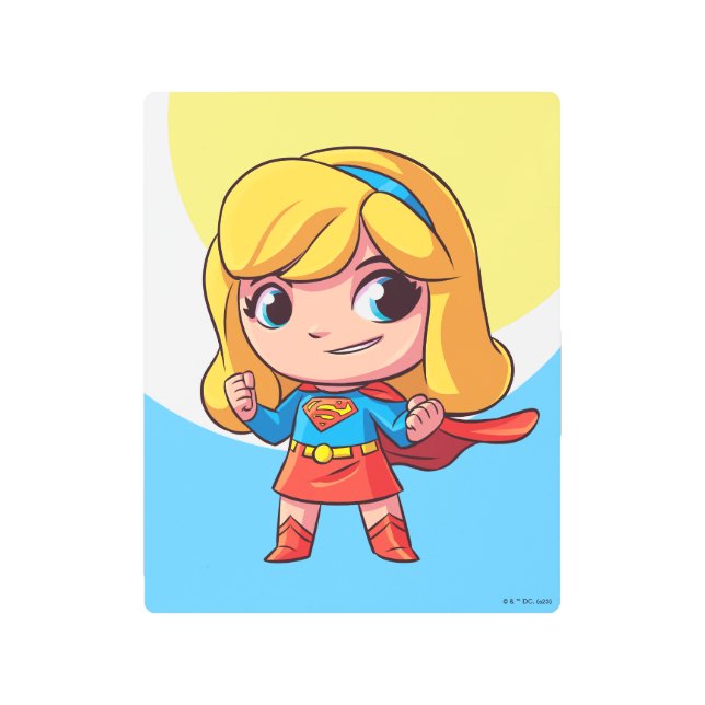 Adorable Supergirl Stance Metal Print (Front)