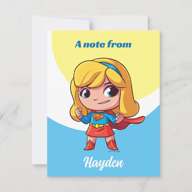 Adorable Supergirl Stance Note Card (Front)