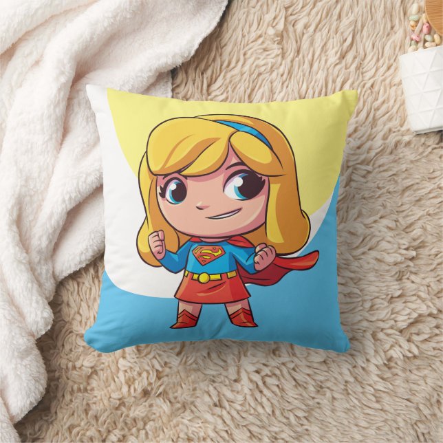 Adorable Supergirl Stance Throw Pillow (Blanket)